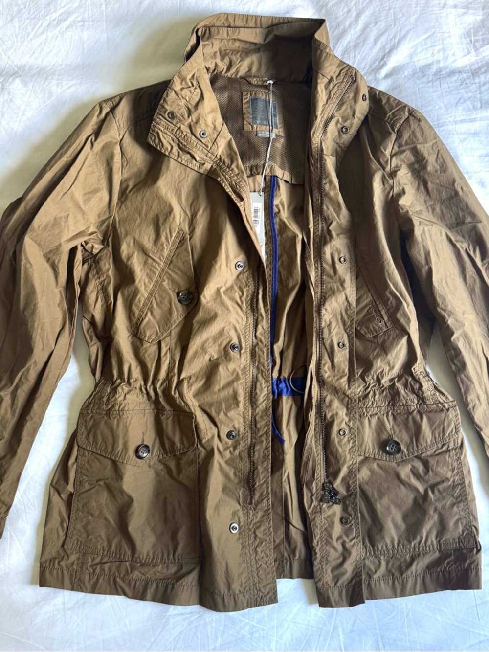 Geox Respira Field Jacket Brown with Drawcord Waist & Detachable Hood (L)